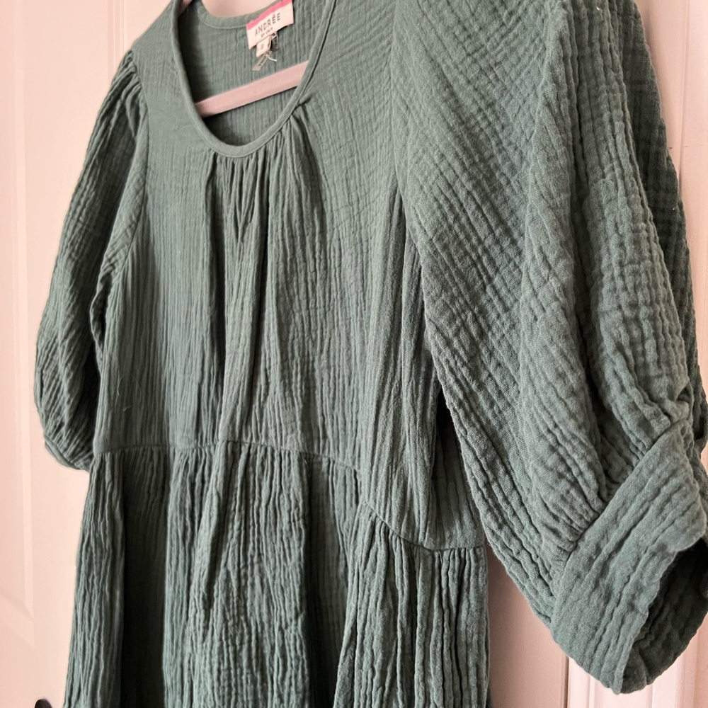Andree Green, puff sleeve dress